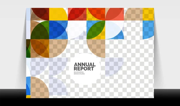 Volante de negocios horizontal A4 plantilla de informe anual, círculos y formas de estilo triangular diseño geométrico moderno para diseño de folletos, revistas o folletos — Archivo Imágenes Vectoriales