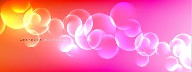 Vektör soyut arka plan sıvı baloncuk daireleri, gölgeler ve ışık efektleri ile sıvı gradyan. Metin için parlak tasarım şablonları