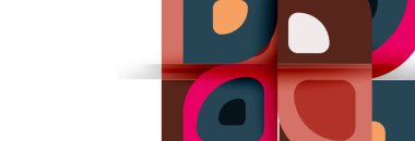 Soyut yuvarlak şekiller ve gölge efektleri tekrarlanan vektör modern geometrik arkaplan kümesi