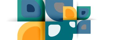 Soyut yuvarlak şekiller ve gölge efektleri tekrarlanan vektör modern geometrik arkaplan kümesi