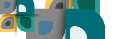 Soyut yuvarlak şekiller ve gölge efektleri tekrarlanan vektör modern geometrik arkaplan kümesi