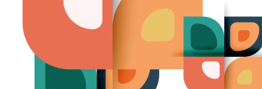 Soyut yuvarlak şekiller ve gölge efektleri tekrarlanan vektör modern geometrik arkaplan kümesi