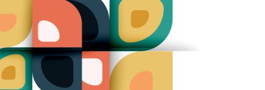 Soyut yuvarlak şekiller ve gölge efektleri tekrarlanan vektör modern geometrik arkaplan kümesi