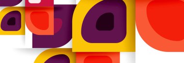 Soyut yuvarlak şekiller ve gölge efektleri tekrarlanan vektör modern geometrik arkaplan kümesi