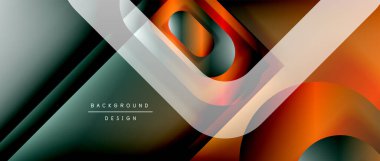 Çizgiler ve modern formlarla vektör geometrik arkaplan. Soyut yuvarlak şekiller, gölge ve ışık efektleri ile akışkan eğimli