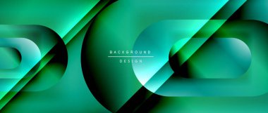 Çizgiler ve modern formlarla vektör geometrik arkaplan. Soyut yuvarlak şekiller, gölge ve ışık efektleri ile akışkan eğimli