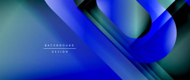 Çizgiler ve modern formlarla vektör geometrik arkaplan. Soyut yuvarlak şekiller, gölge ve ışık efektleri ile akışkan eğimli