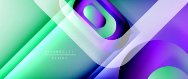 Çizgiler ve modern formlarla vektör geometrik arkaplan. Soyut yuvarlak şekiller, gölge ve ışık efektleri ile akışkan eğimli