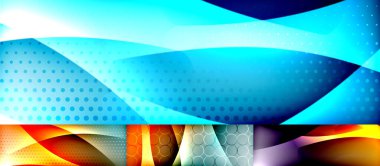 Parlak neon dalgaları soyut arkaplan seti