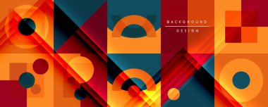 Neo memphis geometrik deseni daireler, kareler ve çizgilerle. Kapaklar, afişler, el ilanları ve posterler ve diğer şablonlar için pop sanatları soyut arka plan