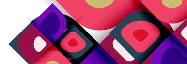 Soyut yuvarlak şekiller ve gölge efektleri tekrarlanan vektör modern geometrik arkaplan kümesi