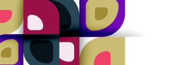 Soyut yuvarlak şekiller ve gölge efektleri tekrarlanan vektör modern geometrik arkaplan kümesi