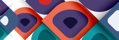 Soyut yuvarlak şekiller ve gölge efektleri tekrarlanan vektör modern geometrik arkaplan kümesi