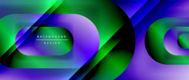 Çizgiler ve modern formlarla vektör geometrik arkaplan. Soyut yuvarlak şekiller, gölge ve ışık efektleri ile akışkan eğimli