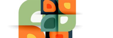 Soyut yuvarlak şekiller ve gölge efektleri tekrarlanan vektör modern geometrik arkaplan kümesi