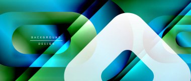 Çizgiler ve modern formlarla vektör geometrik arkaplan. Soyut yuvarlak şekiller, gölge ve ışık efektleri ile akışkan eğimli