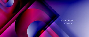 Çizgiler ve modern formlarla vektör geometrik arkaplan. Soyut yuvarlak şekiller, gölge ve ışık efektleri ile akışkan eğimli