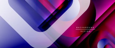 Çizgiler ve modern formlarla vektör geometrik arkaplan. Soyut yuvarlak şekiller, gölge ve ışık efektleri ile akışkan eğimli