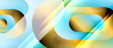 Çizgiler ve modern formlarla vektör geometrik arkaplan. Soyut yuvarlak şekiller, gölge ve ışık efektleri ile akışkan eğimli