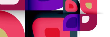 Soyut yuvarlak şekiller ve gölge efektleri tekrarlanan vektör modern geometrik arkaplan kümesi