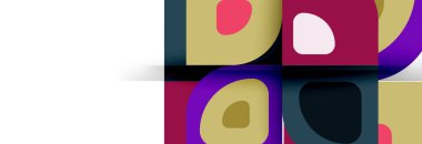 Soyut yuvarlak şekiller ve gölge efektleri tekrarlanan vektör modern geometrik arkaplan kümesi