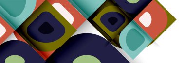 Soyut yuvarlak şekiller ve gölge efektleri tekrarlanan vektör modern geometrik arkaplan kümesi