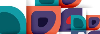 Soyut yuvarlak şekiller ve gölge efektleri tekrarlanan vektör modern geometrik arkaplan kümesi