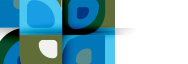 Soyut yuvarlak şekiller ve gölge efektleri tekrarlanan vektör modern geometrik arkaplan kümesi