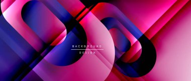 Çizgiler ve modern formlarla vektör geometrik arkaplan. Soyut yuvarlak şekiller, gölge ve ışık efektleri ile akışkan eğimli