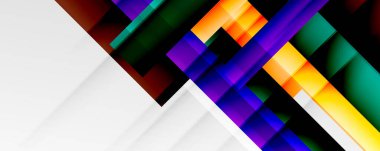 Gölge çizgileri, modern formlar, dikdörtgenler, kareler ve akışkan eğimlere sahip geometrik soyut arkaplanlar. Parlak renkli çizgiler serin arkaplanlar