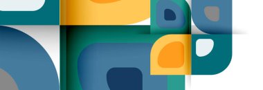 Soyut yuvarlak şekiller ve gölge efektleri tekrarlanan vektör modern geometrik arkaplan kümesi