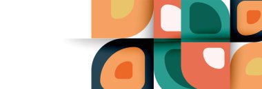 Soyut yuvarlak şekiller ve gölge efektleri tekrarlanan vektör modern geometrik arkaplan kümesi