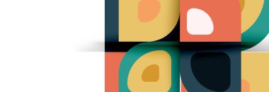 Soyut yuvarlak şekiller ve gölge efektleri tekrarlanan vektör modern geometrik arkaplan kümesi