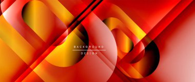 Çizgiler ve modern formlarla vektör geometrik arkaplan. Soyut yuvarlak şekiller, gölge ve ışık efektleri ile akışkan eğimli