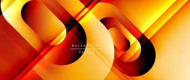 Çizgiler ve modern formlarla vektör geometrik arkaplan. Soyut yuvarlak şekiller, gölge ve ışık efektleri ile akışkan eğimli