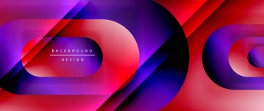 Çizgiler ve modern formlarla vektör geometrik arkaplan. Soyut yuvarlak şekiller, gölge ve ışık efektleri ile akışkan eğimli