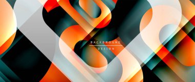 Çizgiler ve modern formlarla vektör geometrik arkaplan. Soyut yuvarlak şekiller, gölge ve ışık efektleri ile akışkan eğimli