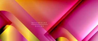 Çizgiler ve modern formlarla vektör geometrik arkaplan. Soyut yuvarlak şekiller, gölge ve ışık efektleri ile akışkan eğimli