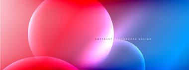Vektör soyut arka plan sıvı baloncuk daireleri, gölgeler ve ışık efektleri ile sıvı gradyan. Metin için parlak tasarım şablonları