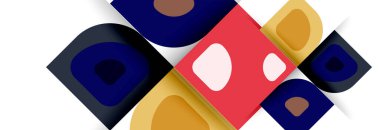 Soyut yuvarlak şekiller ve gölge efektleri tekrarlanan vektör modern geometrik arkaplan kümesi