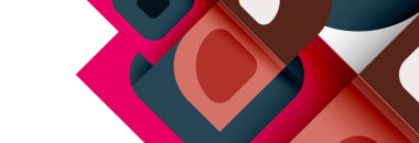 Soyut yuvarlak şekiller ve gölge efektleri tekrarlanan vektör modern geometrik arkaplan kümesi