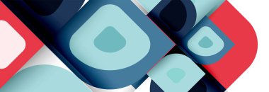 Soyut yuvarlak şekiller ve gölge efektleri tekrarlanan vektör modern geometrik arkaplan kümesi