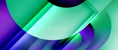 Çizgiler ve modern formlarla vektör geometrik arkaplan. Soyut yuvarlak şekiller, gölge ve ışık efektleri ile akışkan eğimli