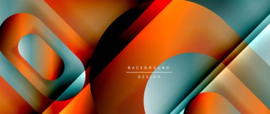 Çizgiler ve modern formlarla vektör geometrik arkaplan. Soyut yuvarlak şekiller, gölge ve ışık efektleri ile akışkan eğimli