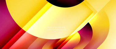 Çizgiler ve modern formlarla vektör geometrik arkaplan. Soyut yuvarlak şekiller, gölge ve ışık efektleri ile akışkan eğimli