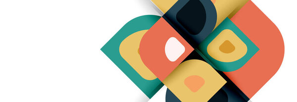 Set of vector modern geometric abstract backgrounds with repeating abstract round shapes patterns and shadow effects