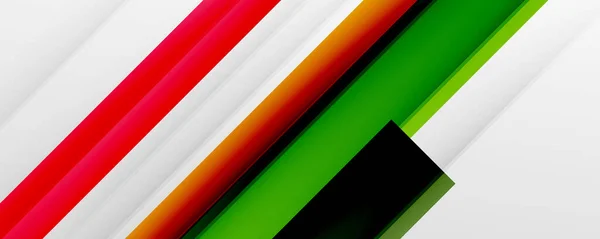 Fond abstrait géométrique avec des lignes d'ombre, des formes modernes, des rectangles, des carrés et des gradients fluides. Bright coloré rayures cool fonds — Image vectorielle