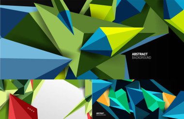 3d düşük polimetrik geometrik şekiller kümesi soyut arkaplanlar