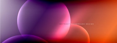 Vektör soyut arka plan sıvı baloncuk daireleri, gölgeler ve ışık efektleri ile sıvı gradyan. Metin için parlak tasarım şablonları