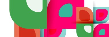 Soyut yuvarlak şekiller ve gölge efektleri tekrarlanan vektör modern geometrik arkaplan kümesi